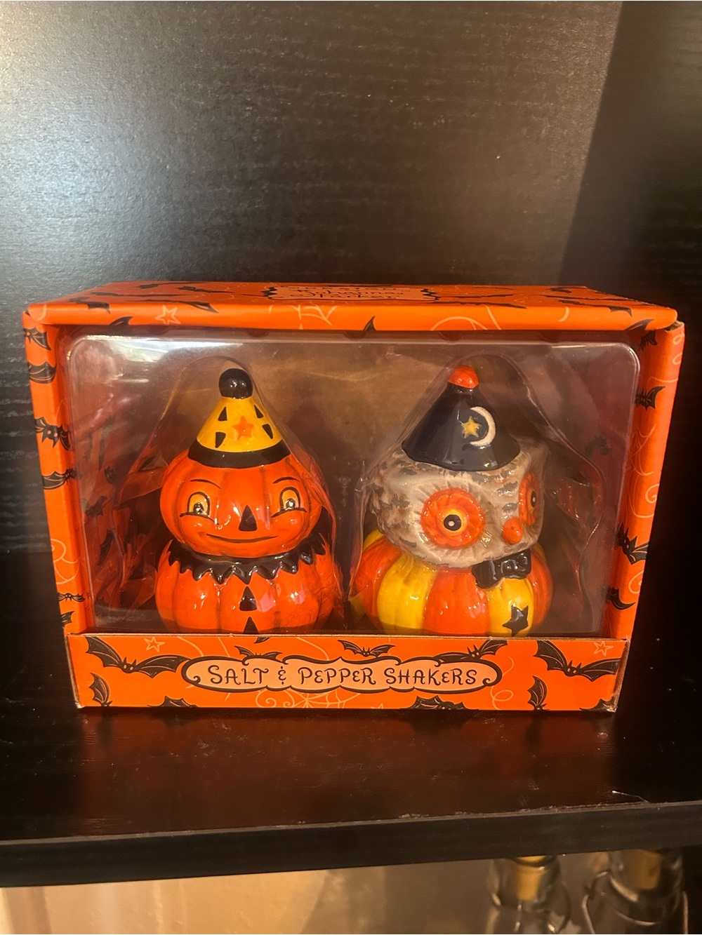Halloween Pumpkin & Owl Salt and Pepper Shaker Set - Orange